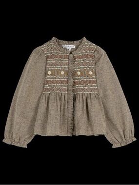 Emile et Ida grey Smocked Peplum top